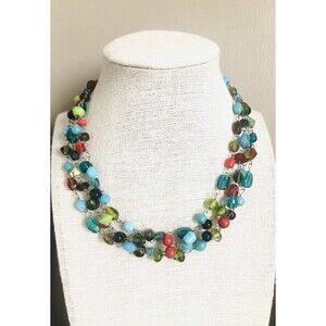 Rainbow Glass Necklace~ 31 Inches